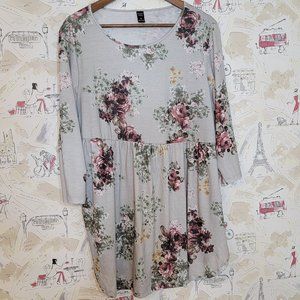 Floral XL Emery Rose Baby Doll 3/4 Sleeved Shirt